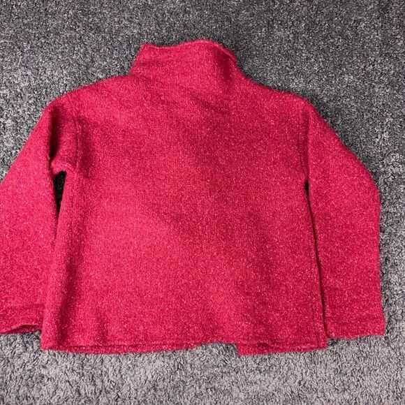 Eileen Fisher Sweater Bruco Alpaca Wool Silk Womens Small Red Lightweight Jacket - Picture 7 of 10